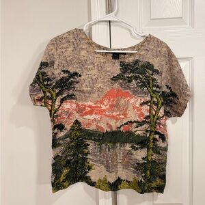 Silk blend French Connection Beige and Black Patterned Top